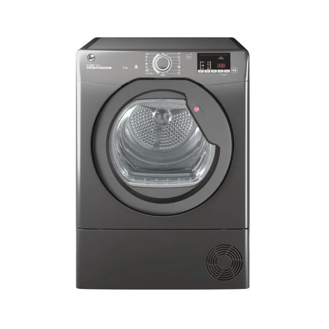 مجفف ملابس هوفر H-Dry 300 – سعة 9 كجم – مكثف مع لون أنثراسايت – مزود بتقنيات الواي فاي والبلوتوث للتحكم الذكي، لتجفيف الملابس بسرعة وكفاءة مع حماية الأقمشة - هوفر